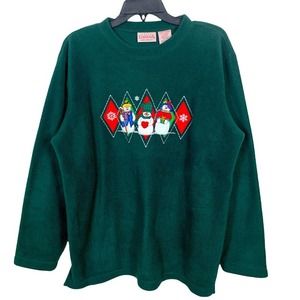 BASIC EDITIONS HOLIDAY CHRISTMAS EMBROIDERY SWEATER SIZE L LONG SLEEVES